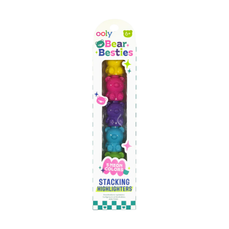 Markere intercalabile Ursuleti - set 5 culori neon - Bear Besties - imagine 11
